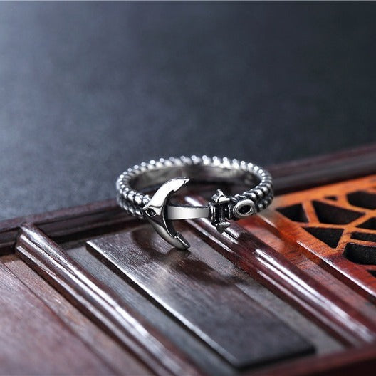 Kemstone Anchor Rope Ring for Men Titanium Steel Vintage R0664