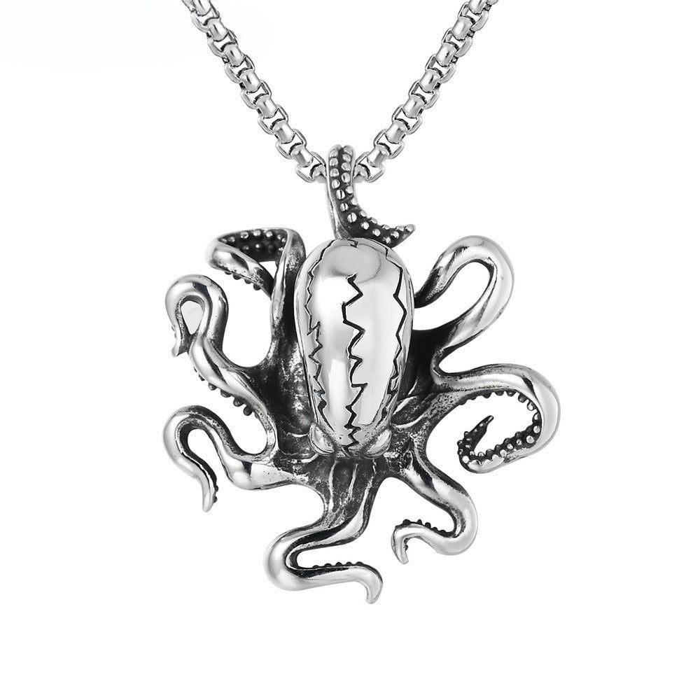 Kemstone Octopus Pendant Necklace for Men Titanium Steel Vintage Ocean Style P0241-NK05