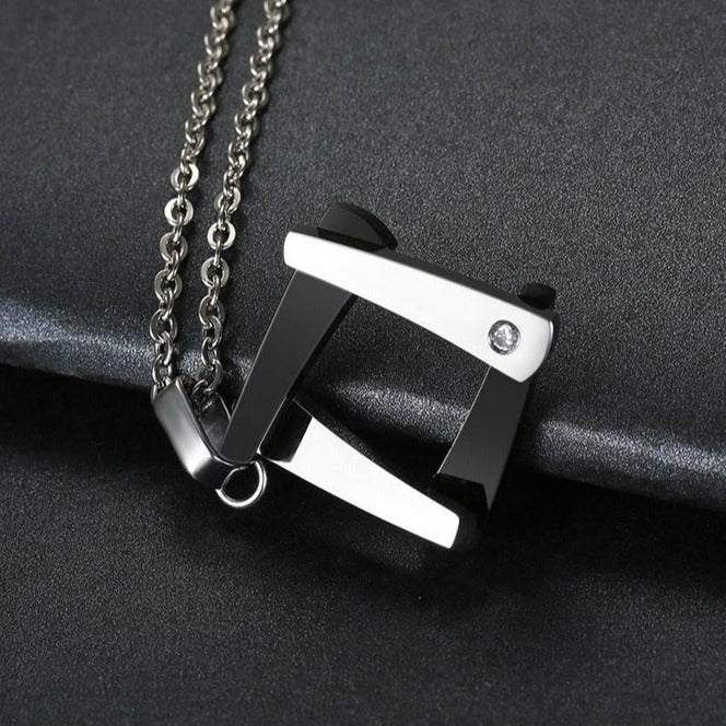 Kemstone Open Square Necklace for Men & Women Titanium Steel Two-Tone TN0052