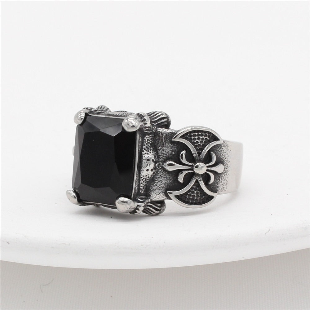 Kemstone Viking Axe Stone Ring for Men Titanium Steel R0542
