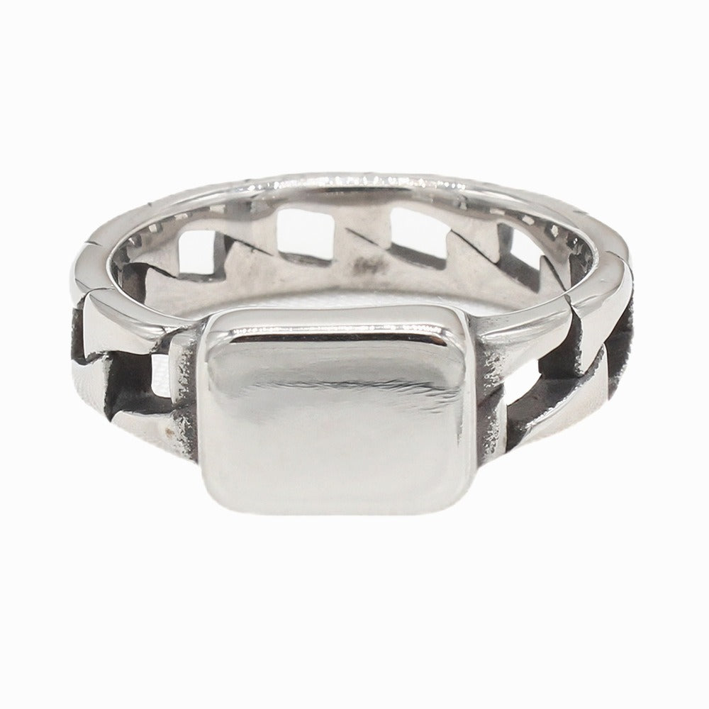 Kemstone Chain Link Signet Ring for Men Titanium Steel R1827