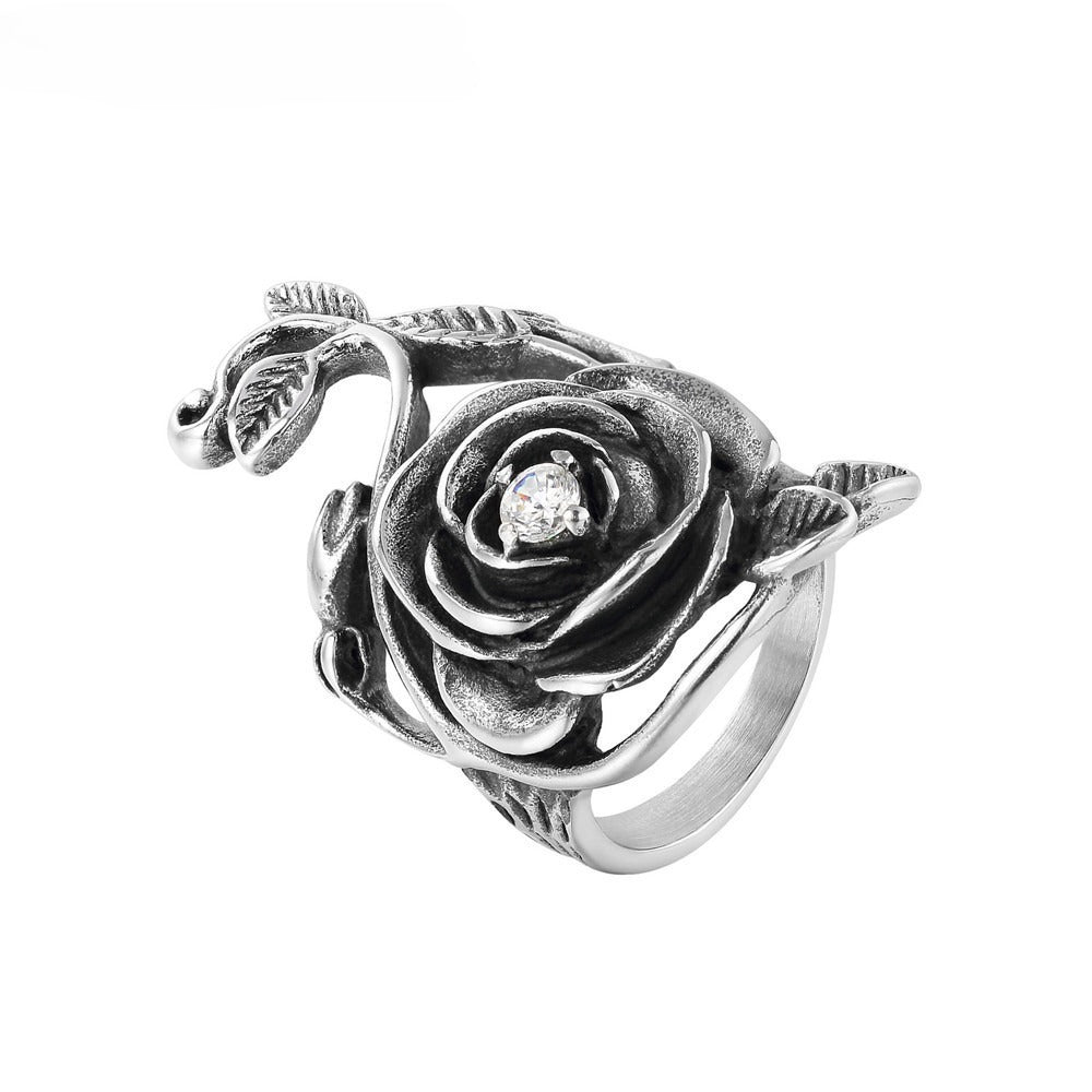 Kemstone Gothic Rose Ring for Men Titanium Steel Vine Design R0730