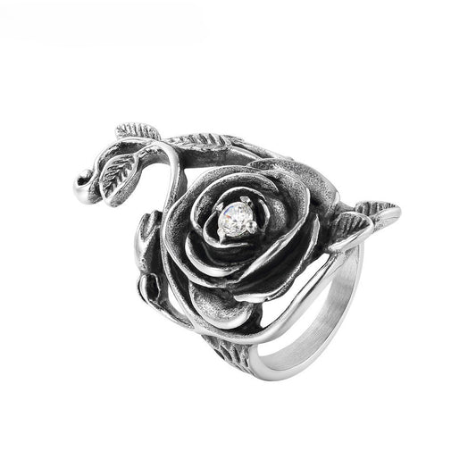 Kemstone Gothic Rose Ring for Men Titanium Steel Vine Design R0730