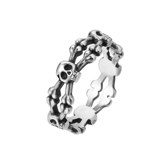 Kemstone Skeleton Bone Skull Ring for Men Titanium Steel Vintage R1344