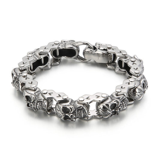 Kemstone Titanium Steel Skull Bracelet for Men – Punk Floral Design KB148349-KJX