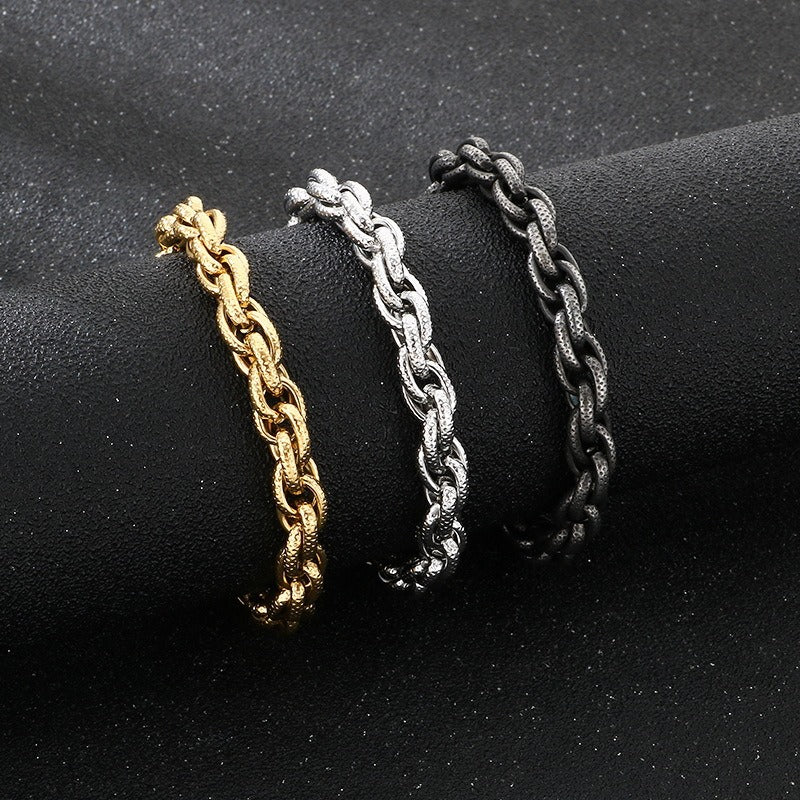 Kemstone Textured Braided Chain Bracelet for Men Titanium Steel Twisted Link KB214674-KFC