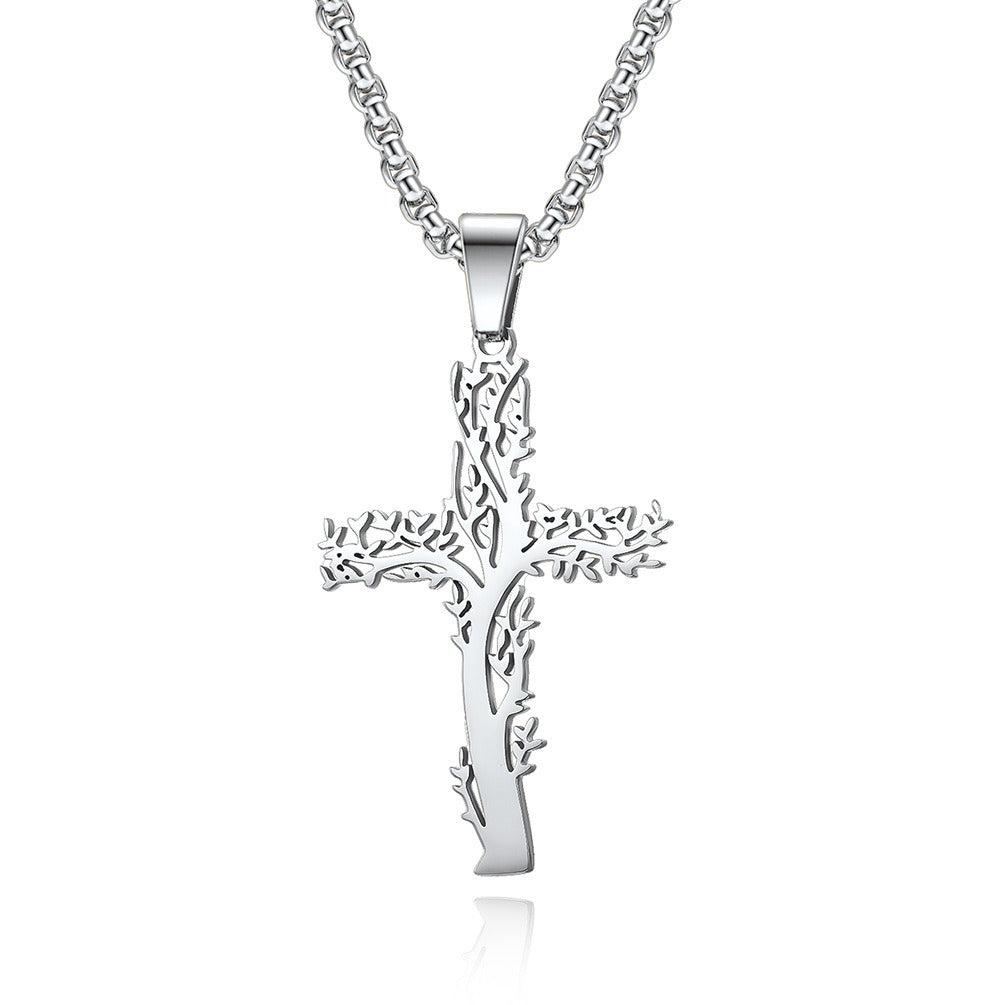 Kemstone Tree of Life Cross Pendant Necklace for Men K-PT411