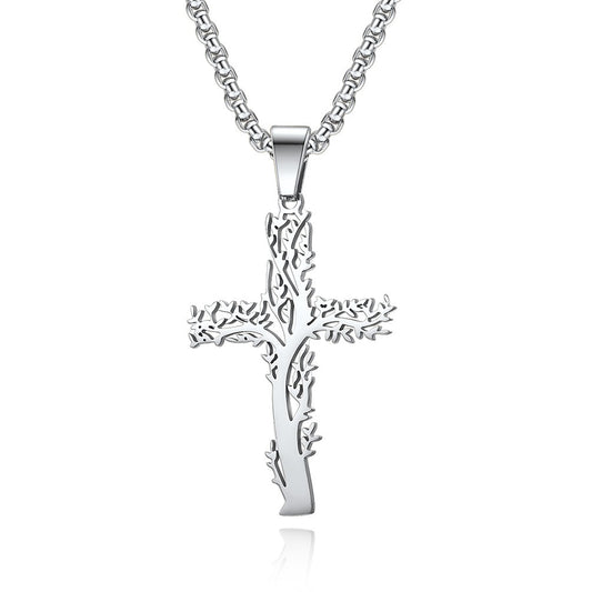 Kemstone Tree of Life Cross Pendant Necklace for Men K-PT411