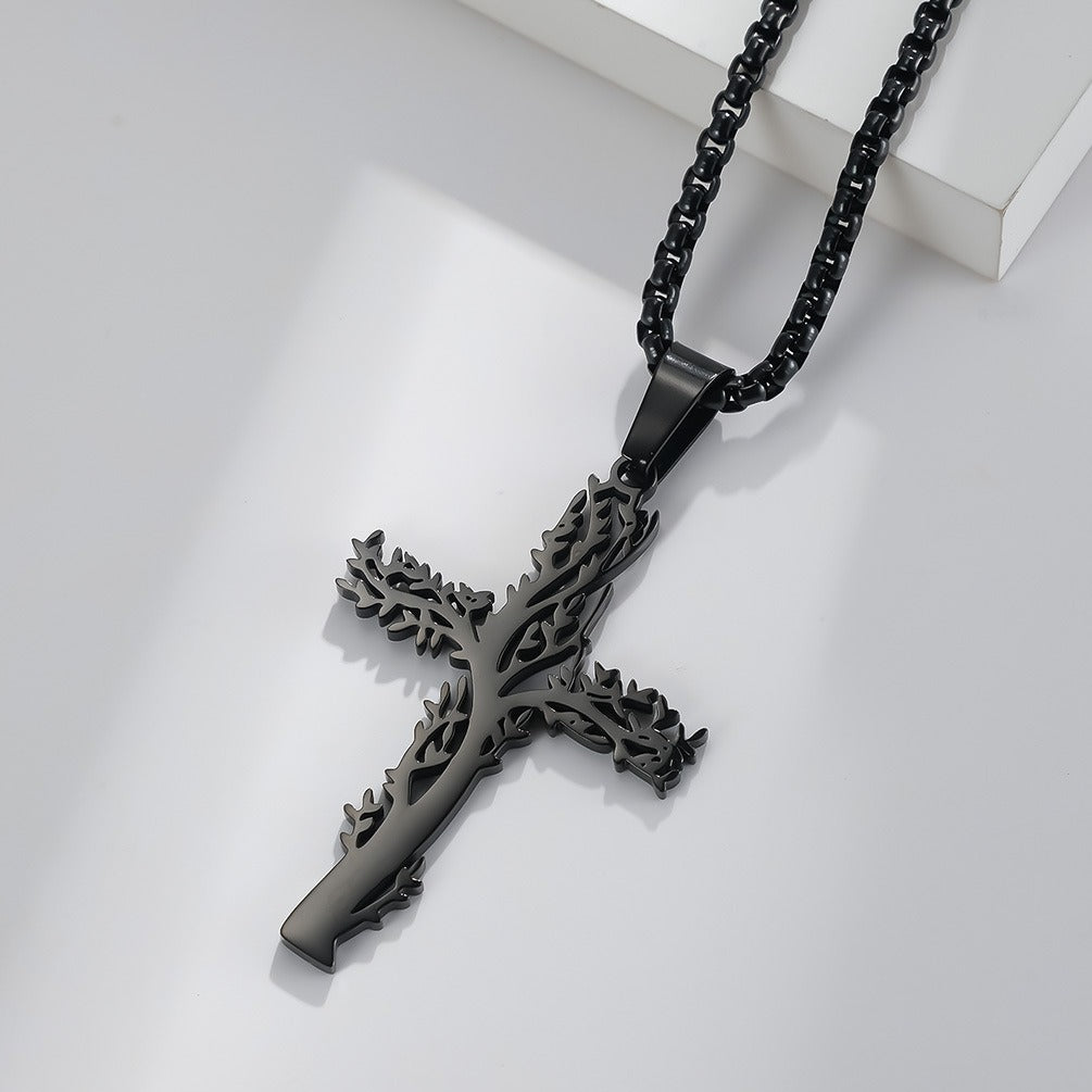Kemstone Tree of Life Cross Pendant Necklace for Men K-PT411