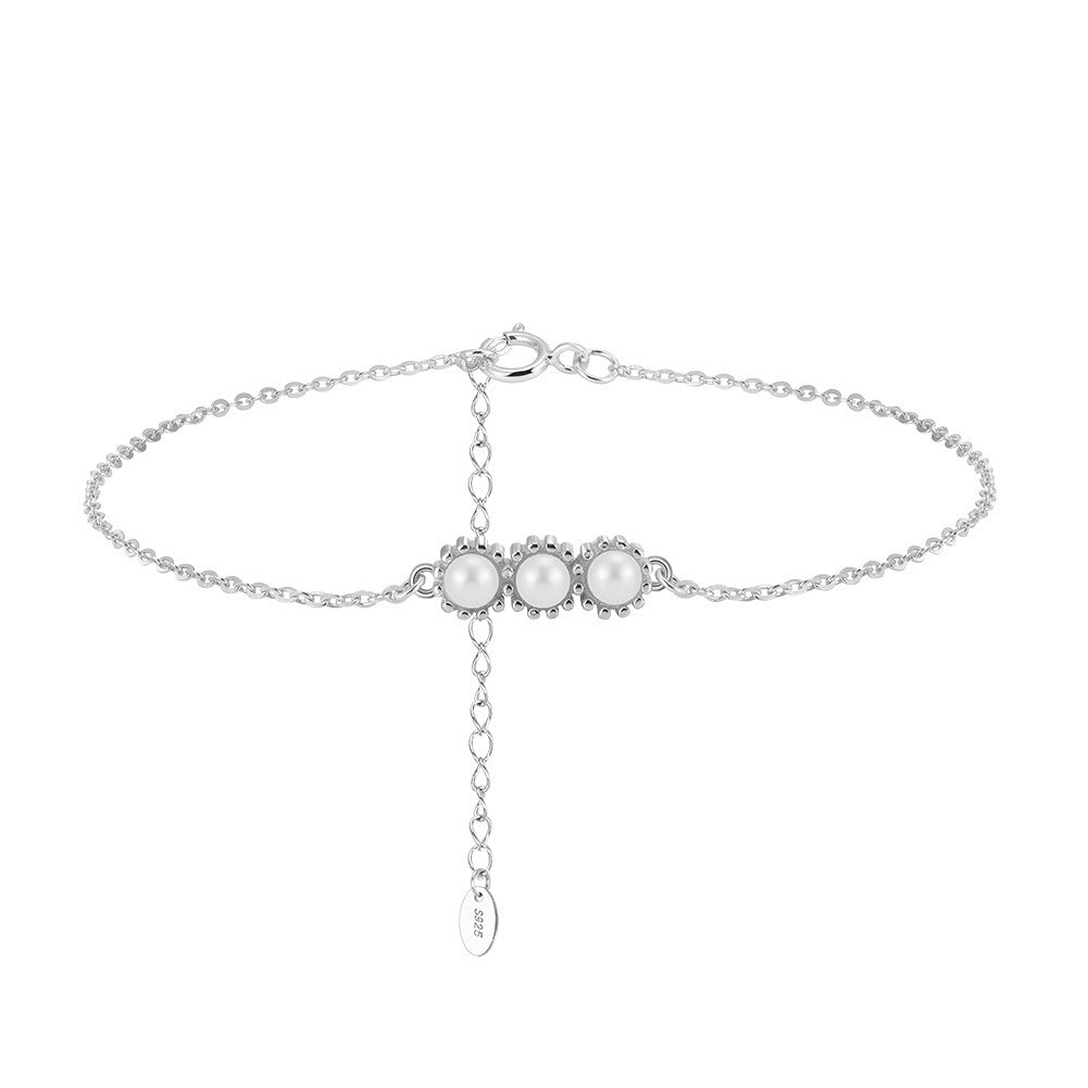 Kemston Triple Freshwater Pearl Bracelet for Women 925 Sterling Silver Gold Tone GPB44