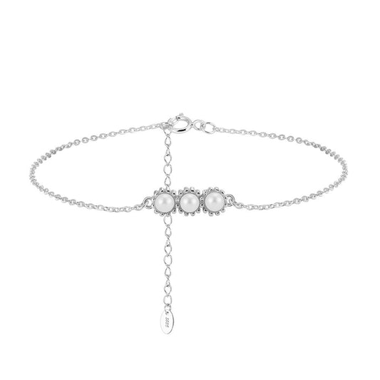 Kemston Triple Freshwater Pearl Bracelet for Women 925 Sterling Silver Gold Tone GPB44