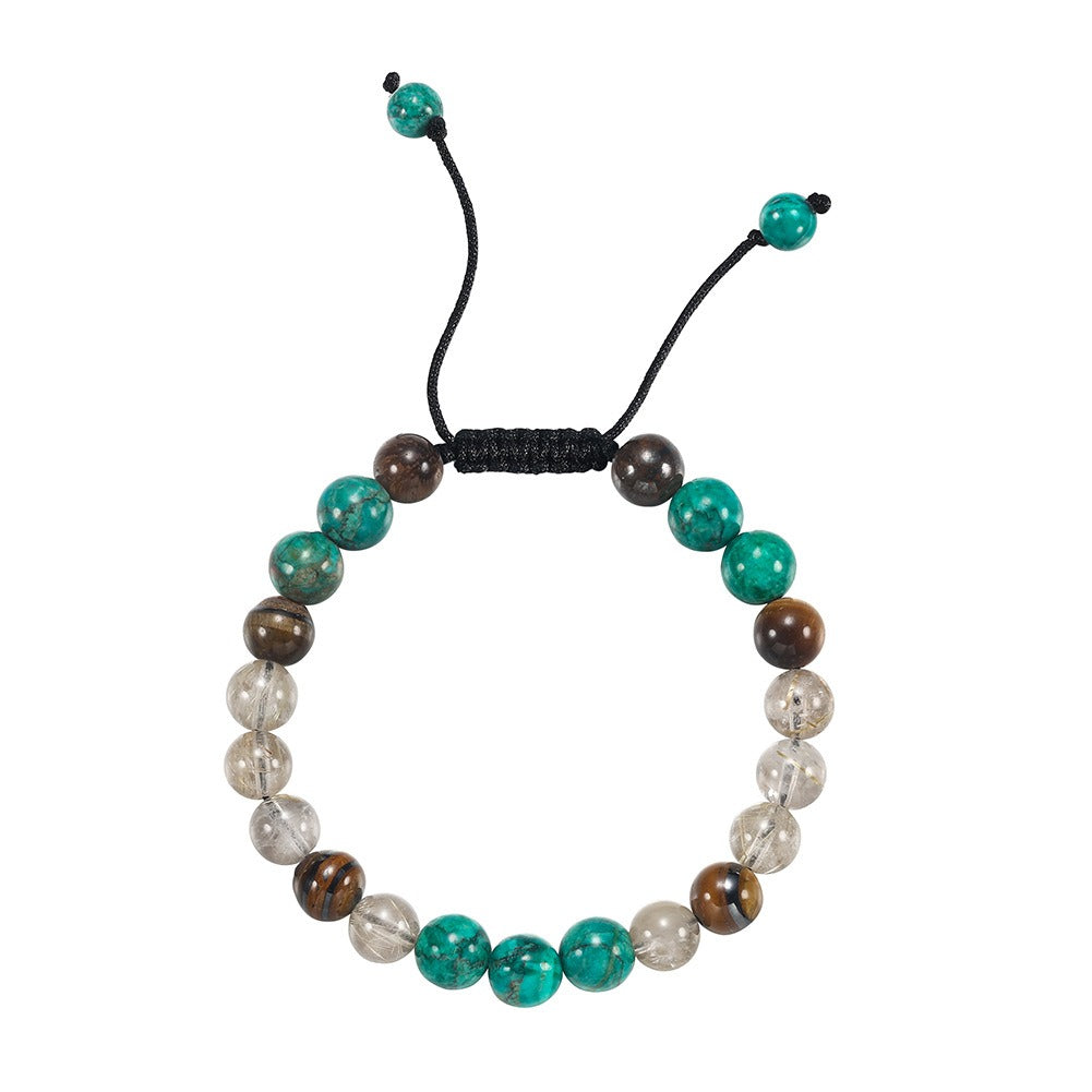Kemston Turquoise Tiger Eye Bracelet for Women Natural Stone Adjustable GMB92