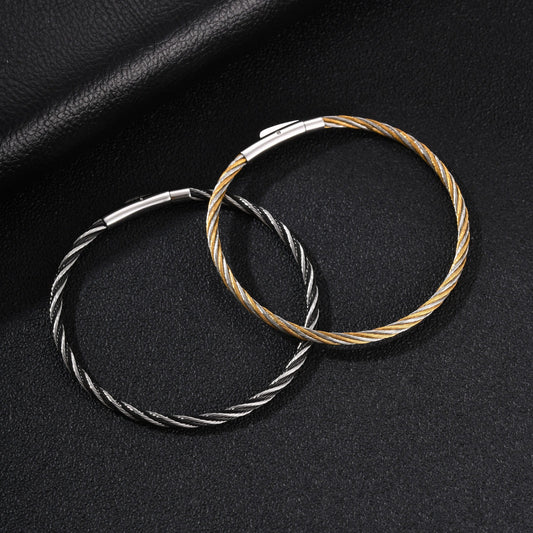 Kemstone Twisted Rope Bracelet for Men Stainless Steel Cable Texture B-773