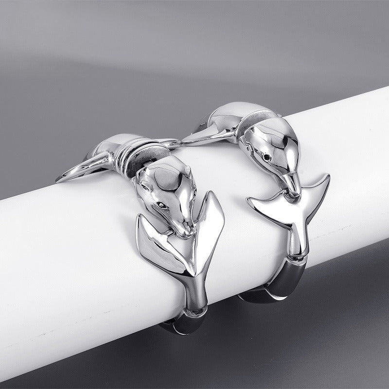 Kemstone Dolphin Bracelet for Men Titanium Steel Animal Jewelry KB42449-D