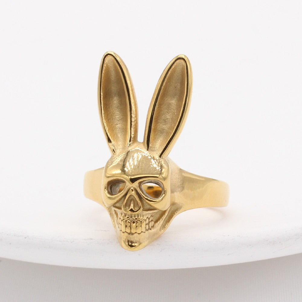 Kemstone Titanium Steel Rabbit Skull Ring for Men Gothic Style R1297