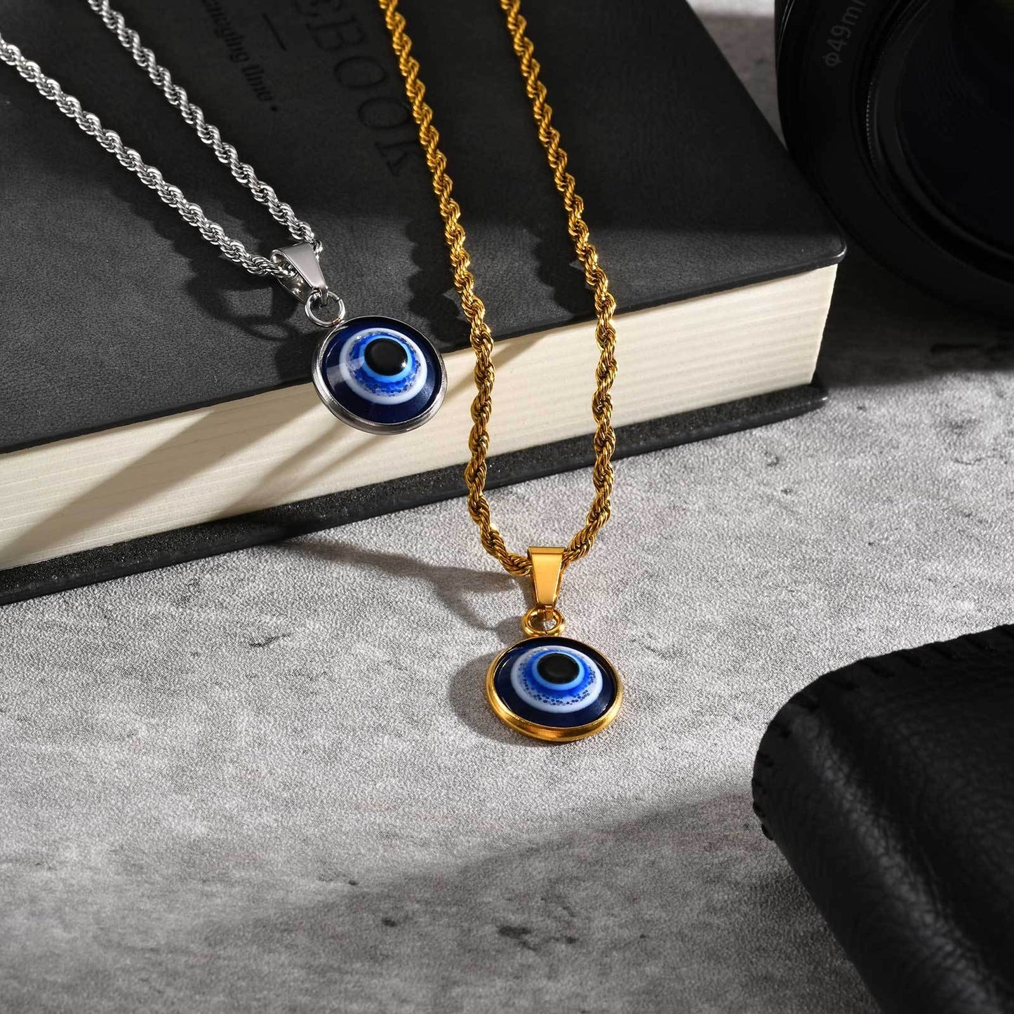 Kemstone Stainless Steel Evil Eye Pendant Necklace for Men & Women Gold,Silver PN-1848