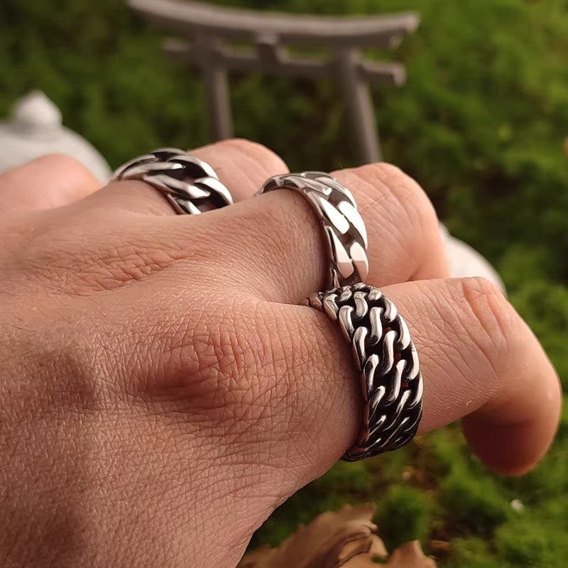 Kemstone Titanium Steel Chain-Link Ring for Men & Women – 7mm Width NW-JZ320