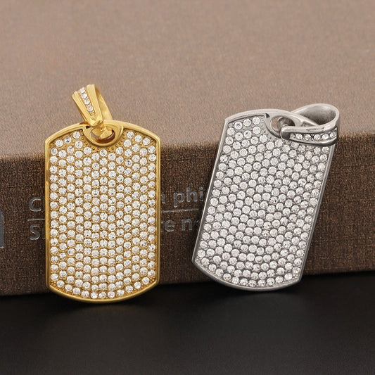 Kemstone Men's Iced-Out Pendant – Full Crystal Cuban Link Stainless Steel KP130506