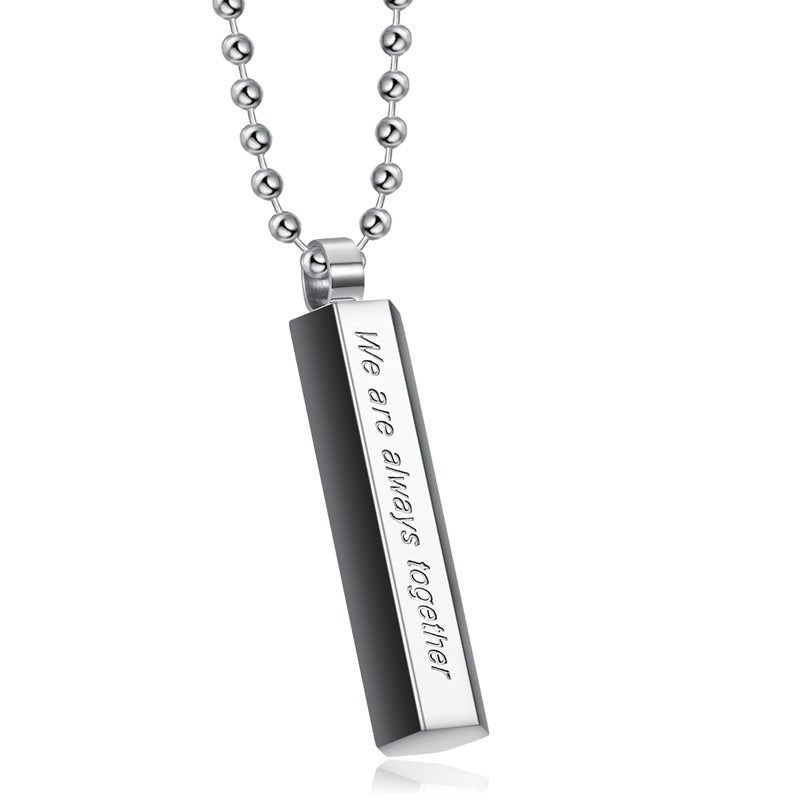 Kemstone Engraved Bar Necklace for Men & Women Titanium Steel TN0324