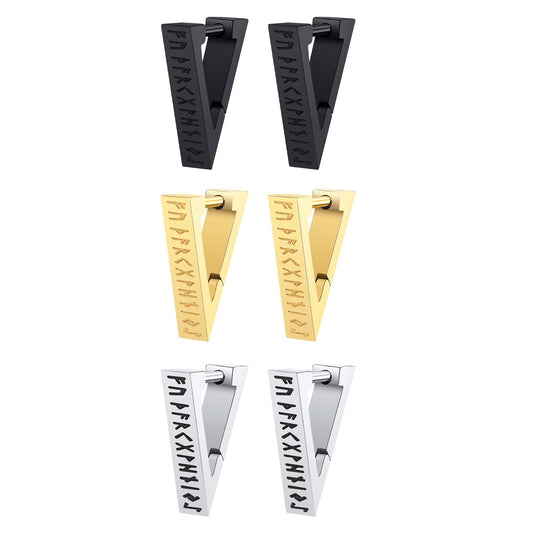 Kemstone Viking Rune Ear Cuff – Stainless Steel Triangle Symbol Jewelry for Men EH-524