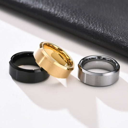 Kemstone Tungsten Ring for Men – 8mm Brushed Band with Viking Power Symbol, Scratch-Resistant TCR-011