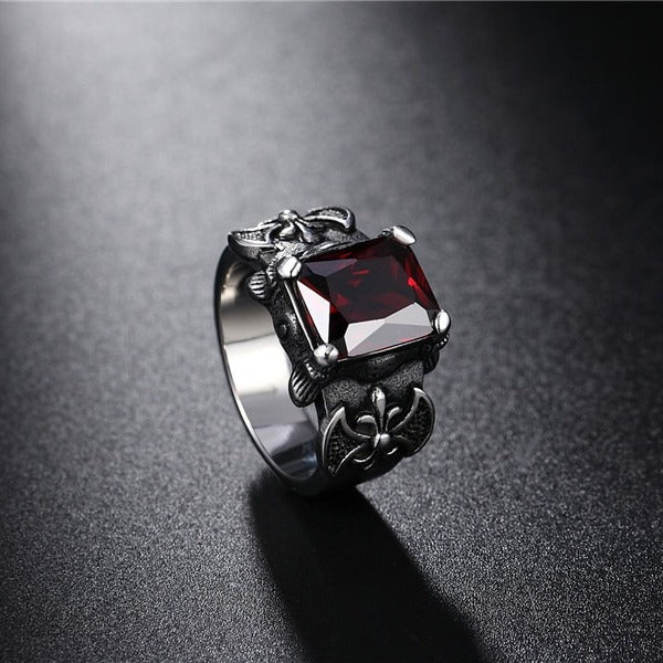 Kemstone Viking Axe Stone Ring for Men Titanium Steel R0542