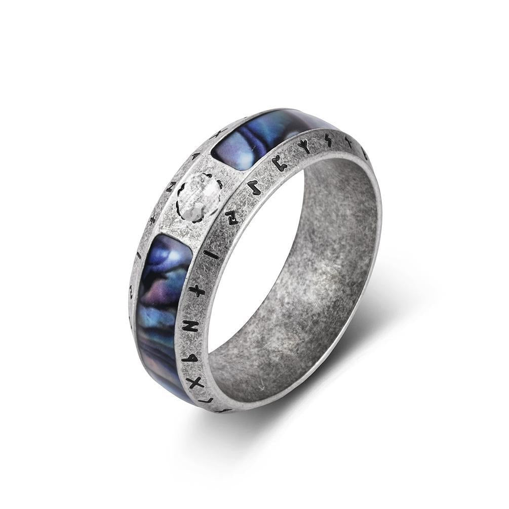 Kemstone Viking Rune Ring for Men Stainless Steel Tree of Life Engraved Band K-R1211