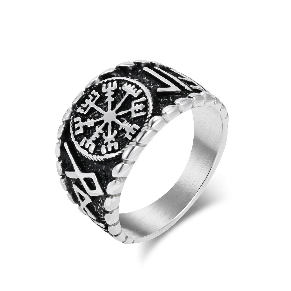 Kemstone Viking Rune Ring – Titanium Steel Norse Jewelry Band K-R1068