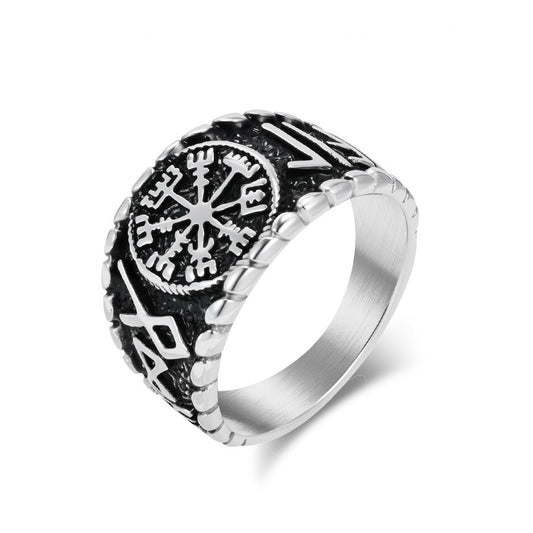 Kemstone Viking Rune Ring – Titanium Steel Norse Jewelry Band K-R1068