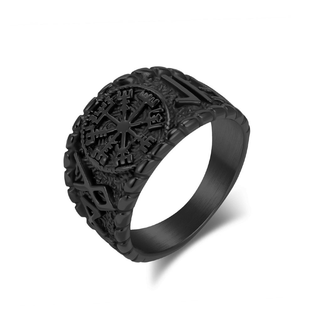 Kemstone Viking Rune Ring – Titanium Steel Norse Jewelry Band K-R1068