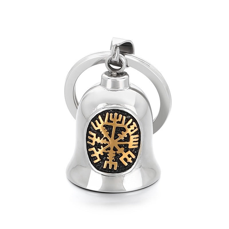 Kemstone Viking Compass Bell Keychain – Titanium Steel Rune Pendant KY1483-K