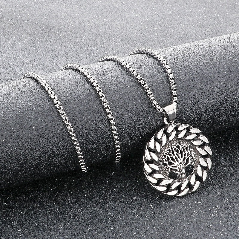 Kemstone Titanium Steel Viking Tree of Life Pendant Necklace for Men KP117703-LU