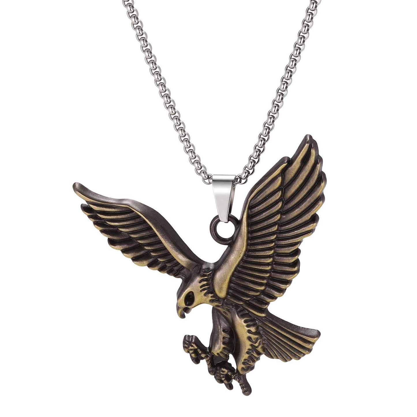 Kemston Alloy Eagle Pendant Necklace for Men Vintage Hip Hop Bird Symbol NC-3001