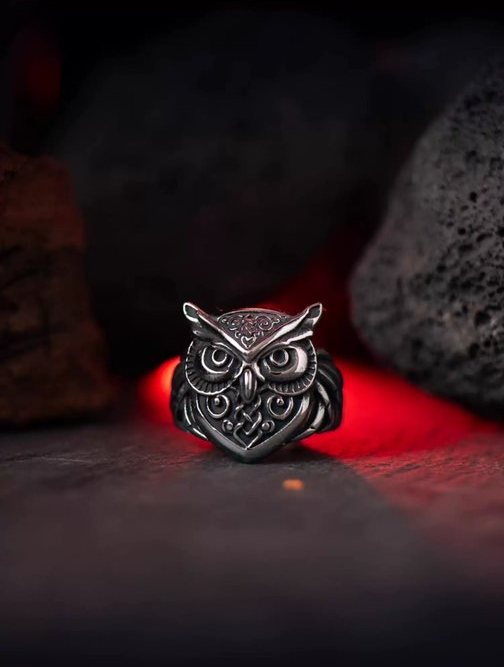 Kemstone Titanium Steel Celtic Owl Ring – Vintage Symbol of Wisdom NWR-523323