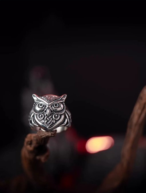 Kemstone Titanium Steel Celtic Owl Ring – Vintage Symbol of Wisdom NWR-523323