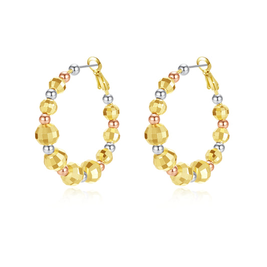 Orecchini a cerchio rotondi in oro dal design originale Kemstone, fatti a mano, per donna, stile vintage, orecchini in lega da 40 mm, gioielli di moda tricolore