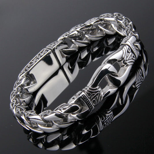 Vintage Stainless Steel Curb Chain Bracelet – 22cm Gothic & Street Style for Men KB23805-D