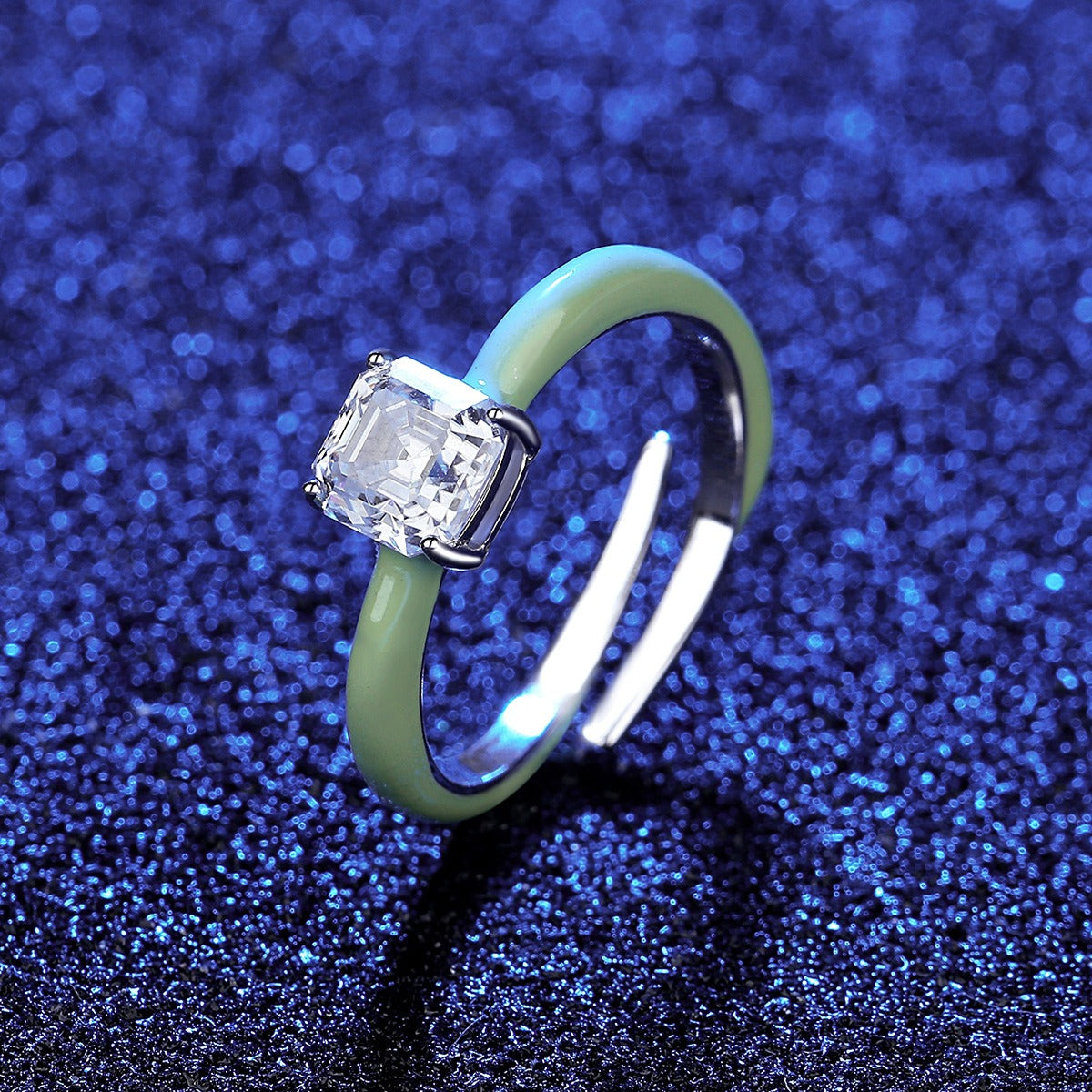 Anillo de moissanita de 1 quilate, diseño original artesanal de Kemstone - Joyería de plata de ley S925 con piedra de moissanita de corte cuadrado, anillo abierto ajustable
