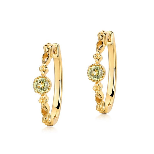 Pendientes de peridoto estilo vintage de diseño original hechos a mano por Kemstone para mujer - Plata S925 con baño de oro de 10 quilates