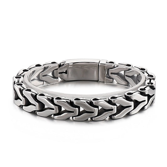 Kemstone Vintage Punk Titanium Steel Bone Chain Bracelet – Bold Retro Style KB148837