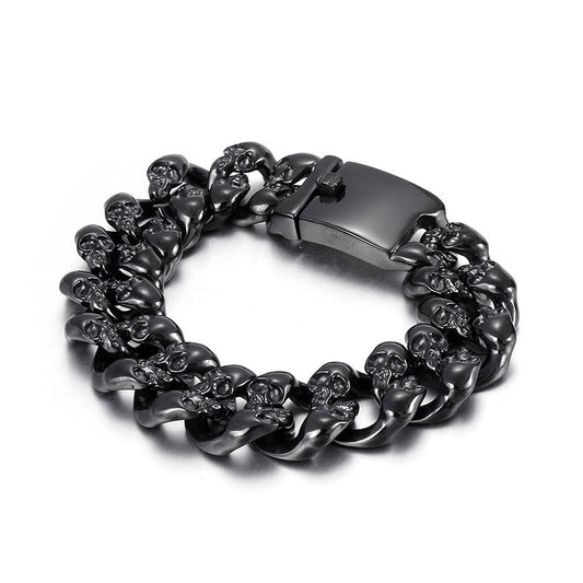 Kemstone Vintage Skull Chain Bracelet – Stainless Steel Punk Rebel Men’s Jewelry KB78434-BD