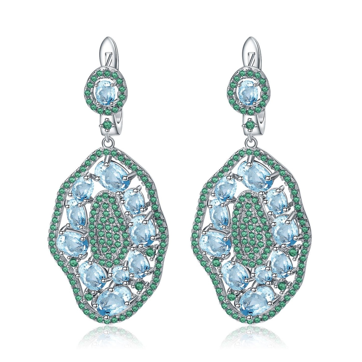 Pendientes colgantes de topacio natural en plata de ley S925, diseño original, hechos a mano, vintage y lujosos, de Kemstone, K24417E