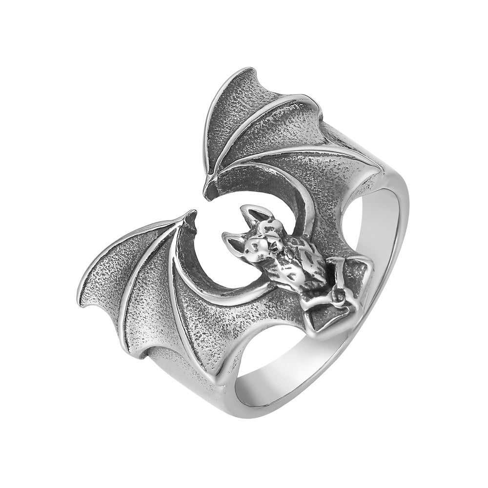 Kemstone Vintage Bat Design Titanium Steel Ring for Men – Gothic Style R1624