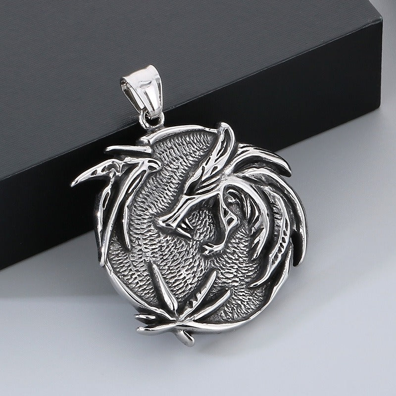 Kemstone Dragon Pendant Necklace for Men Titanium Steel Vintage Carved Design KP100398-KFC