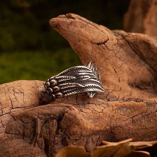 Kemstone Vintage Feather Design Titanium Steel Ring for Men – Angel’s Guardian Symbolism NW-TS276