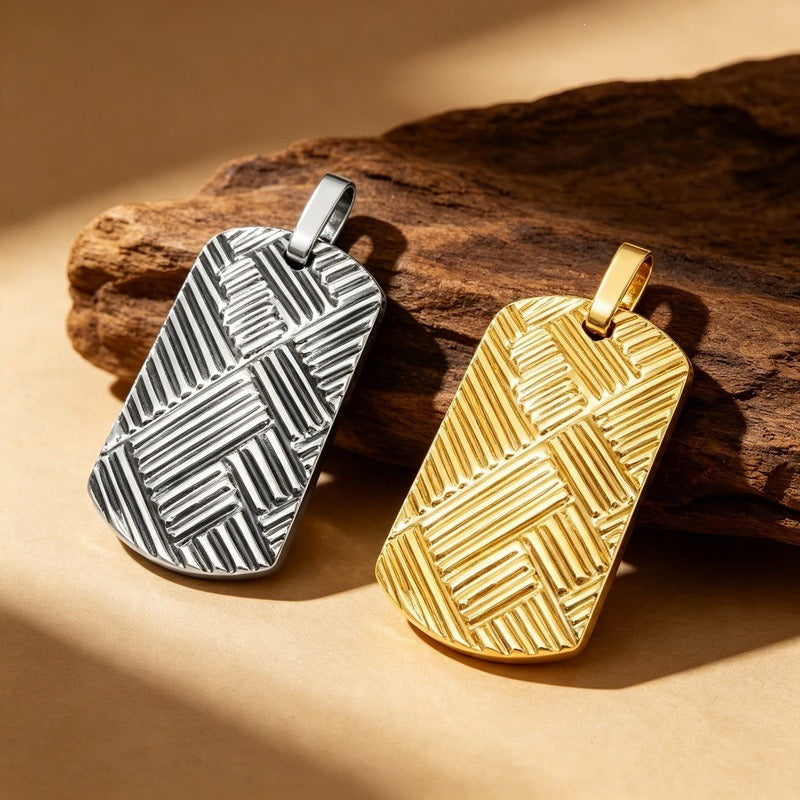 Kemston Stainless Steel Geometric Woven Pendant Necklace for Men KP118342-KJX