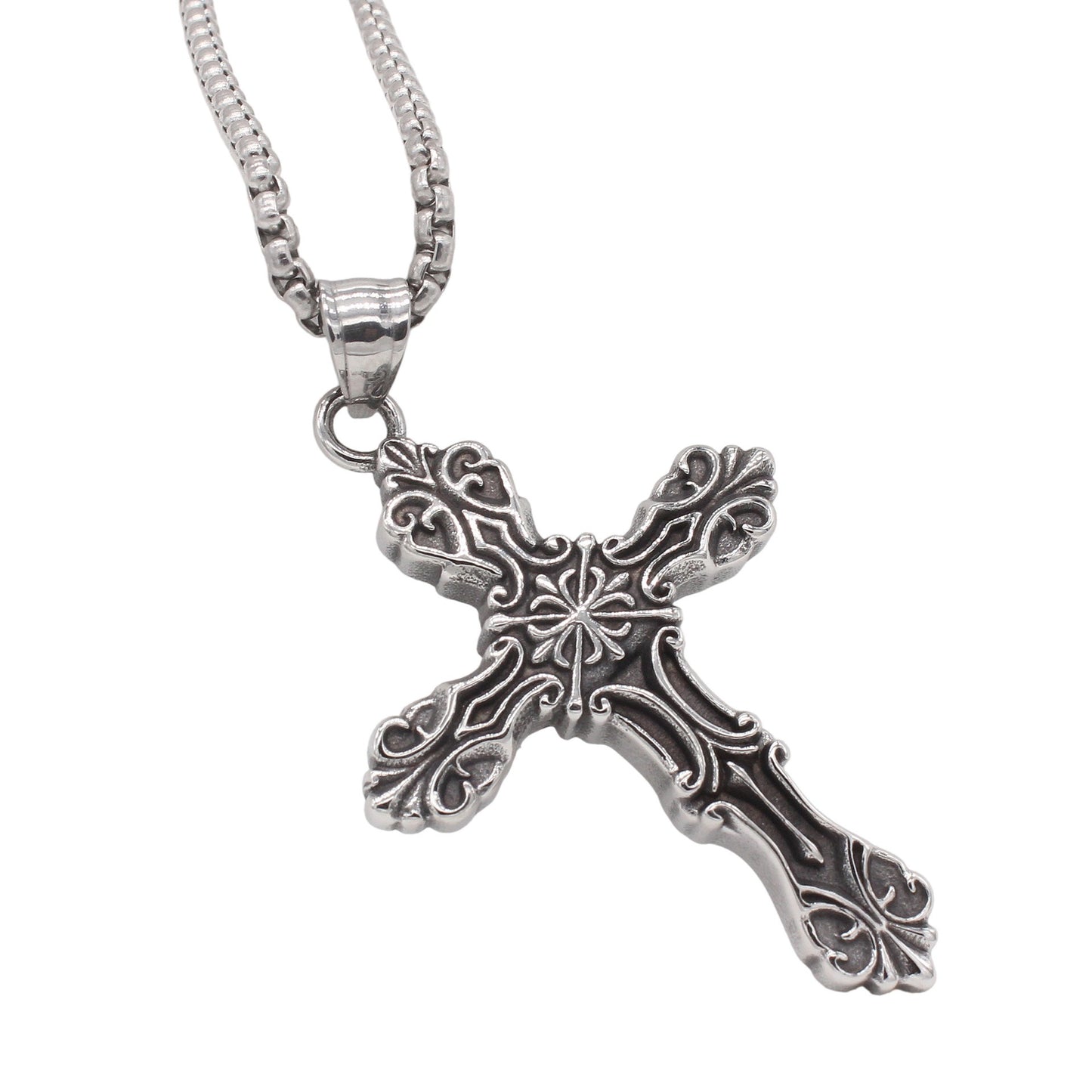 Kemstone Titanium Steel Cross Pendant Necklace for Men – Vintage Gothic Design P1530