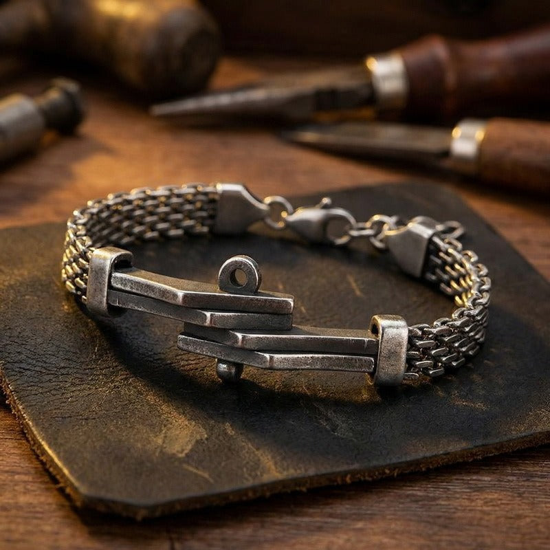 Kemstone Titanium Steel Cuban Link Bracelet for Men Curved Plate Mesh Chain KB213327-KFC