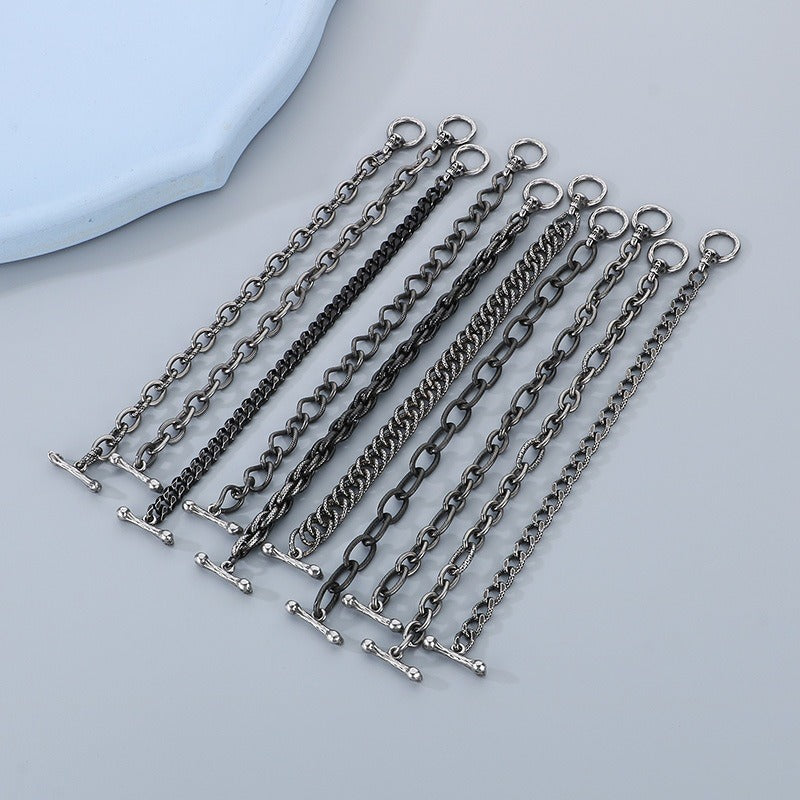 Kemstone Bone Clasp Skull Bracelet for Men Titanium Steel Vintage Chain Detail KB179416-Z