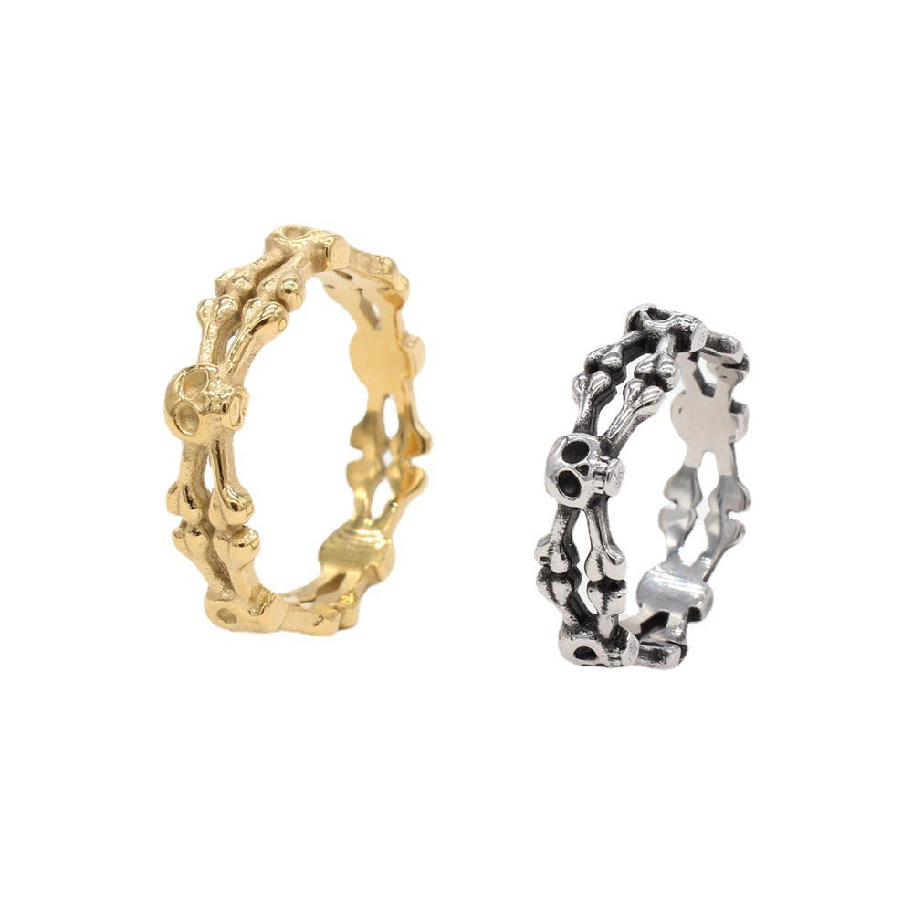 Kemstone Skeleton Bone Skull Ring for Men Titanium Steel Vintage R1344